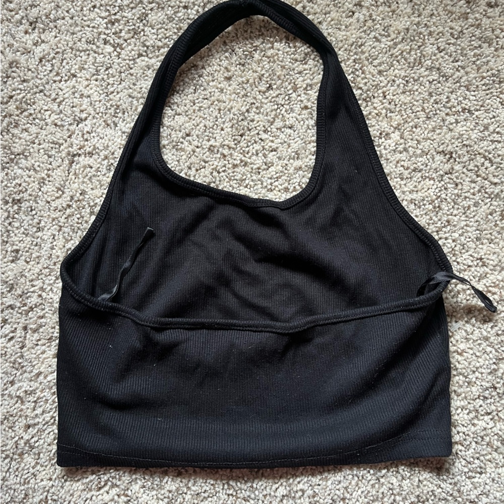 Black Ribbed Halter Top - Picture 2 of 2